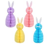 GWAWG 4Pcs Bunny Easter Decorations, Honeycomb Hanging Rabbit Decor, Garland Bunting Wreath Table Home Decorations, Reusable Baubles Craft Supplies Tree Ornaments, Spring Party Decor for Kids Family