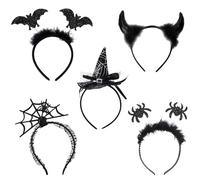 GWAWG 5PCS Halloween Headbands, Spider, Web, Bat, Witch, Devil Horns Headwear for Women Girls Costume, Carnival Festival Celebrations Decoration Masquerade Dress Up Party Favors