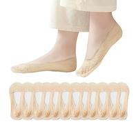 GWAWG 6 Pairs Women No Show Socks Non Slip Lace Invisible Socks, Lace Socks Women Shoe Liners Ladies Ultra Low Cut Liner Socks Lace Boat Socks for Sneakers High-heel Shoes
