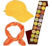 GWAWG 6 Pcs Scout Costume - Wilderness Explorer Badge Scout Costume with Hat, Sash, Tie & Badges - for Halloween, Fancy Dress Parties, Easter & Dress Up
