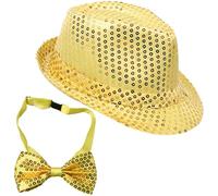 GWAWG 70s Disco Hat, Disco Accessories with Sequins Hat, Glitter Jazz Caps for Adult, Hip-Hop Sequin Hats Fancy Dress, Sequin Party Hats for Party Night Jazz Dancers Gangsters Rapper