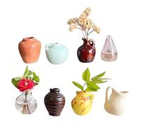 GWAWG 8 Pcs Miniature Vase Refrigerator Magnets, 3D Ceramic Flower Fridge Magnets Decorative, Cute Mini Bud Vases Magnetic, Miniature Vase Magnets Decoration for Home Kitchen Locker Office