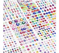 GWAWG 8 Sheets Crystal Gem Self Adhesive Rhinestone Stickers for Nails DIY Craft Festivals Makeup Face Makeup(Heart+Octagon+Square+Plum+Droplet+Oval+Five Star+Circle)