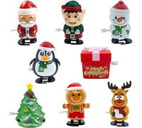 GWAWG 8PCS Christmas Wind Up Toys, Party Bag Fillers Stocking Stuffers Classroom Prizes Gifts, Funny Jumping Toys Walking Clockwork Party Favors, Snowman Gingerbread Man Tree Santa Elk Elf