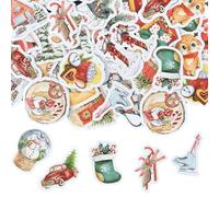 GWAWG 92PCS Christmas Theme Self Adhesive Stickers for Kids DIY Cards, Vintage Christmas Scrapbook Stickers for Crafts Decorations Party Bags