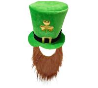 GWAWG Adult Deluxe Green Leprechaun Top Hat with Ginger Beard St Patrick's Day Accessories Velvet Hat Fancy dress St Patricks day decorations, Leprechaun Costume, St Patricks Day Accessories