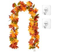GWAWG Artificial Autumn Maple Leaves Garland Autumn Decorations, Fall Hanging Plant for Home Garden Wall Doorway Backdrop Fireplace Decoration with Hook, Wedding Party Thanksgiving Decor 175 CM