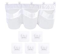 GWAWG Bath Toy Storage Net, Bath Tidy Storage, Bath Toy Net with 5 Hooks, Mesh Baby Bath Toy Holder Bag, Bath Toy Organiser with 3 Horizontal Large Openings for Accessing and Sorting Toys