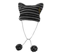 GWAWG Beanies Crochet Knitted Hats for Women Vintage Striped Winter Warm Elastic Cap Y2K Accessories for Girls Adults Kids Black