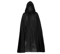 GWAWG Black Hooded Cape Long Robe Cloak, Halloween Black Wizard Witch Vampire Accessories for Adults Halloween Carnival Cosplay Party Fancy Dress Costume
