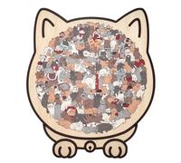 GWAWG Cat Shaped Wooden Jigsaw Puzzle, Unique Animal Shape Irregular Creative Puzzle Frame for Adult