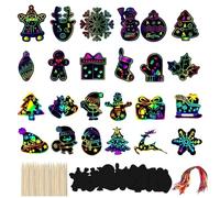 GWAWG Christmas Scratch Art for Kids,56PCS Christmas Scratch Papers,Black Magic Scratch Art Notes Paper Boards