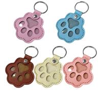 GWAWG Cute Leather Paw Dog Hair Keyring - 5PCS Pet Memorial Gifts for Dog Cat Lovers, Transparent Fur Keepsake Key Ring, Pet Hair Container Keychain for Bag Charms, Keychains, Crafting