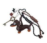 GWAWG Dachshund Keychain PU Leather Cute Keychain Birthday Love Gift Y2K Aesthetic Accessory for Handbag Backpack Decoration, Brown, One size