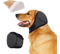 GWAWG Dog Ears Cover with 50 Pcs Pet Cleaner Cotton Buds Comfort Dog Ear Muffs Noise Protection Adjustable Pet Ears Wrap Quiet Waterproof Snood Covers for Bath Grooming Thunder Fireworks (M)