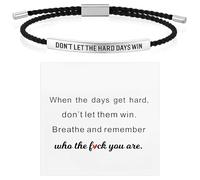 GWAWG Don’t Let the Hard Days Win Bracelet, Strength Bracelet for Women, Adjustable Rope Bracelets with Inspirational Card, Encouraging Gifts for Women Friends Family Daily Motivation Jewelry