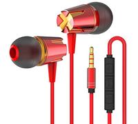 GWAWG Earphones, In-Ear Headphones Earphones Volume adjustment High Sensitivity Microphone - Noise Isolating, High Definition, Pure Sound for iPhone, iPad, Smartphone, MP3 Players etc. (Golden red)