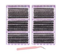 GWAWG Eyelash Clusters 240Pcs 60D 80D 100D with Tweezers, DIY Individual Eyelashes D Curl, Fluffy Cluster Lashes 8-16mm, Reusable Natural Eyelash Extensions at Home for Women