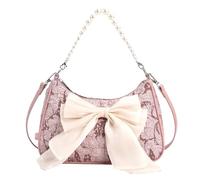 GWAWG Fashion Pearl Handbags,Vintage Shoulder Bag with Bow Tie for Women,Compact Women Handbag,Multifunction CrossBody Bags,Popular Women's Bags,Pink