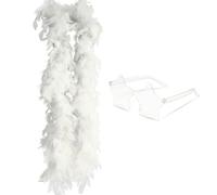GWAWG Feather Boa with Fashion Retro Star Eyeglasses, 60g Natural Turkey Feather Boas for Carnival Dancing Halloween Christmas Wedding Cosplay Home Decoration