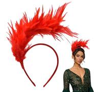 GWAWG Feather Headband, Retro Elegant Artificial Flower Feathered Wedding Headpiece Hair Accessories for Women Carnival Cocktail Wedding Masquerade Prom Party