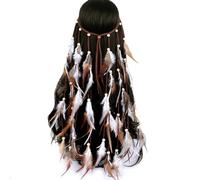 GWAWG Feather Headpiece, Vintage Headpiece Hippie Head Chain, Indian Headband Women's Headbands, Tribal Headpiece in Native American Style, Indian Jewellery Feather Headband, Bohemian Headpiece