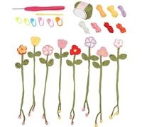 GWAWG Flower Bookmarks Crochet Kits for Beginners Adults - DIY Craft Kit with Yarn, Hook & Tutorials, Art Knitting Set Kids Women Teens, Gifts for Girls Birthday Home Decoration Hobbies for Adults