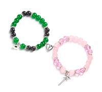 GWAWG Friendship Bracelet, Witch Hat Green Bracelets, Star Magic Wand Pink Bracelet, Long Distance Heart Matching Bracelets for Birthday Anniversary