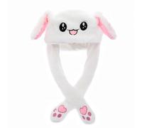 GWAWG Funny Plush Bunny Hat Ear Moving Jumping Rabbit Cute Animal Flap Cap Stitch Hat for Women Girls Children Party Holiday Halloween Easter Christmas Birthday Dressup Cosplay Costume Gift