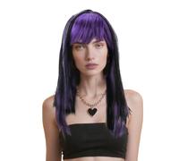 GWAWG Glamour Witch Wig, Women's Black and Purple Witch Wig, Witch Dress Up Wigs, Ladies Glamour Wigs Fancy Dress, Adult Dress Up Wigs