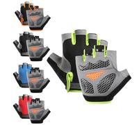 GWAWG Half Finger Cycling Gloves Thickened Anti Slip Padded Fingerless Mountain Bike Gloves for Men Women Climbing Riding Fitness (Green)