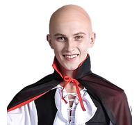 GWAWG Halloween Bald Cap with Wig Net, High Elastic Latex Bald Head Cap for Cosplay Party Costume Makeup Supplies, Vampire Old Man Monk Cartoon Funny Fancy Dress