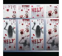 GWAWG Halloween Decorations Window Stickers Zombie,10 PCS Halloween Blood Window Stickers,Bloody Hand Print Stickers,Halloween Scary Decorations,for Window Door Bathroom Mirror