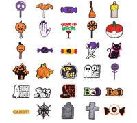GWAWG Halloween Shoe Charms,30 PCS Halloween Croc Charms,Shoe Decoration Charms for Croc,Pumpkins, Ghosts, Cobwebs,for Girls Women Kids Adults