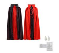 GWAWG Halloween Vampire Cloak Capes with Fangs Black Red Stand-Up Collar Cape Witch Fancy Dress Costume Accessories for Adult Halloween Cosplay Masquerade Party