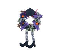GWAWG Halloween Wreath Front Door,Halloween Door Decorations,Witch's Hat and Legs Hanging Leg Pumpkin Maple Leaf Decor Unique Decoration,for Door House Outside Indoor