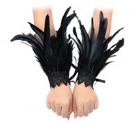 GWAWG Lace Wings Feather Bracelet - Charming Black Lace & Feather Design, Unique Fashion Accessory for Parties, Weddings & Balls, Gender-Neutral Appeal