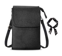 GWAWG Leather Crossbody Bag, Cellphone Wallet, Small for Women Mini Shoulder Purse with Long Strap and Key Ring and Scarves Fit 8 Plus or Phone Less 6.5 Inch