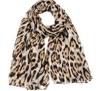GWAWG Leopard Print Scarf for Women, Lightweight Chiffon Silk Feel Rectangular Scarf, Soft Touch Fashion Accessory (Apricot)