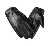 GWAWG Mens Leather Gloves,Driving Gloves,Touch Screen Winter with Inner Fleece Black Faux Leather Mittens for Cold weather Outdoor Driving (2)