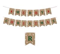 GWAWG Merry Christmas Banner, Burlap Vintage Christmas Flag Pennants Bunting Decorations for Xmas Home Party