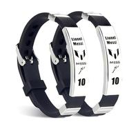 GWAWG Messi10 Football Star Bracelet 2PCS Stainless Steel Silicone Sports Trend Bracelet, Football Star Bracelet, Personalized Signature Adjustable Bracelet, Football Fan Jewelry Gifts