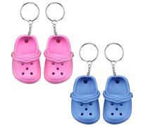 GWAWG Mini Croc Shoe Keychain Novelty Mini Croc Keyring PINK BLUE Funny Car Accessories Bag Luggage Cute Slippers Keychains Gift for Adults Kids Couples Family