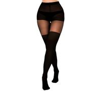 GWAWG Mock Thigh High Look Tights Suspender Plain Curves Hold Up Stockings Tights for Women Black Tights Women Women's Tights Pantyhose for Women Patterned Tights Over The Knee Tights