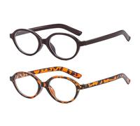 GWAWG Oval Blue Light Glasses 2 Pack for Women Men, Stylish Y2K Blue Light Blocking Glasses for Gaming Screen Time, Retro Gaming Glasses for Office, Study, or Night Use, Brown Leopard