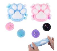 GWAWG Pack of 2 Cat Paw Toys and 4 Squishy Mini Biscuit Stress Relief Toy Silicone Squeeze Toy Biscuit Fufu Toy Taba Squishy Cat Montessori Sensory Squeeze Toy for Children and Adults