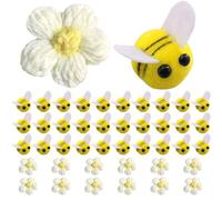 GWAWG Pack of 42 Bee Decoration, 30 Pieces Bees with 12 Yellow Crochet Flowers, Bee Mini Felts, Felt Bees, Adorable Felt Bees, Bee Costume Accessories, for Crafts DIY Decoration, Clothing