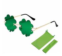 GWAWG Patrick’s Day Irish Sunglasses,Four Leaf Leprechaun Costume Eyeglasses with Metal Frame,St Patricks Day Accessories for Women Men
