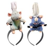 GWAWG Remy Headwear,Remy Plush Headband,Cartoon Headband Decoration,Stuffed Animal Mouse Headwear,Gift for Children, Adults Fans (2, two color, one size)