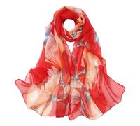 GWAWG Scarfs for Women Chiffon Scarf Lightweight Mulan Red for Beach Daily Party Banquet